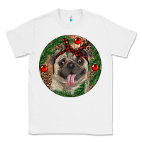 White Christmas Pug With Leopard Classic Tee - RanaPortraitStore
