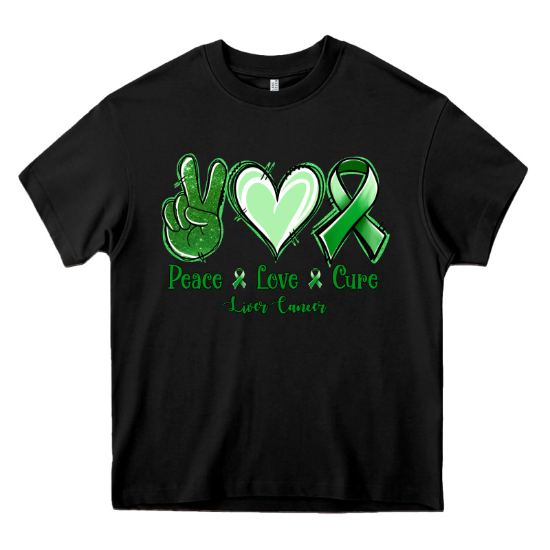 Peace Love Cure Liver Cancer Heavy Core Tee by NancyCooperArtShop | Teevron