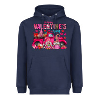 Navy Happy Valentines Day Heavyweight Hoodie - CowhideDigitalArt