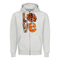 Dove Grey thanksgiving with turkey love bbs Zipper Hoodie - BundleAndBundleShop