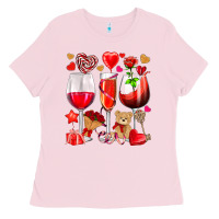 Bubblegum Pink valentines day wine glasses Ladies Tee - NancyCooperArtShop