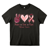Asphalt Peace love cure Uterine Cancer Heavy Core Tee - NancyCooperArtShop