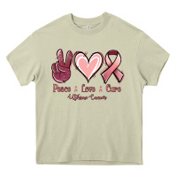 Mossy Peace love cure Uterine Cancer Heavy Core Tee - NancyCooperArtShop
