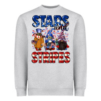 Heather Grey Stars and stripes gnomes 4th of july Heavyweight Sweatshirt - CowGirlArtShop