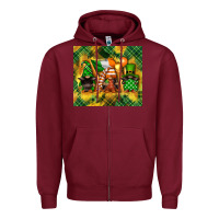 Burgundy St. Patrick's Day gnome Zipper Hoodie - FaDigitalArtStudio