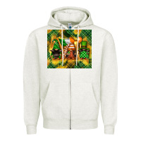 Oatmeal Heather St. Patrick's Day gnome Zipper Hoodie - FaDigitalArtStudio