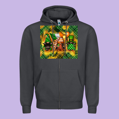 St. Patrick's Day Gnome Zipper Hoodie Designed By Fadigitalartstudio