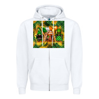 White St. Patrick's Day gnome Zipper Hoodie - FaDigitalArtStudio