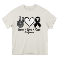 Cream Peace love cure Melanoma Cancer Heavy Core Tee - NancyCooperArtShop