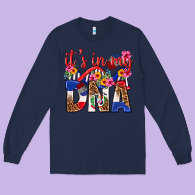 Its In My Dna Dominican Republic Long Sleeve Tee Designed By Texasbilliewilder