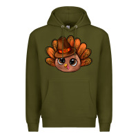 Army Green turkey and leopard pattern and thanksgiving hat bbs Premium Hoodie - BundleAndBundleShop