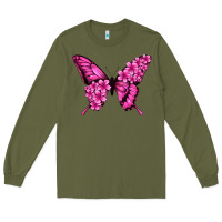 Army Green floral pink butterfly Long Sleeve Tee - Jasminsmagicworld