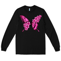 Black floral pink butterfly Long Sleeve Tee - Jasminsmagicworld