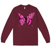 Burgundy floral pink butterfly Long Sleeve Tee - Jasminsmagicworld