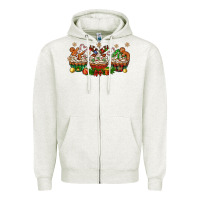 Oatmeal Heather christmas cupcake with gingerbreads bbs Zipper Hoodie - BundleAndBundleShop