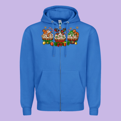 Christmas Cupcake With Gingerbreads Bbs Zipper Hoodie Designed By Bundleandbundleshop