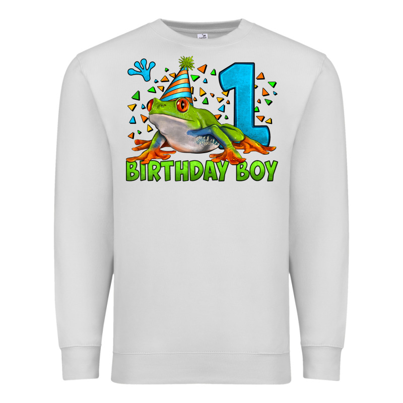 Birthday Boy Frog Age 1 Premium Sweatshirt by LillyAllenDesigns | Teevron