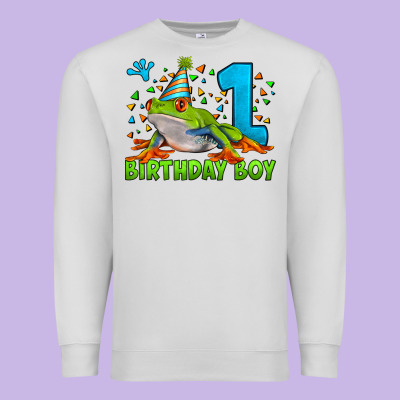 Birthday Boy Frog Age 1 Premium Sweatshirt Designed By Lillyallendesigns