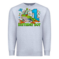 Heather Grey birthday boy frog age 1 Premium Sweatshirt - LillyAllenDesigns