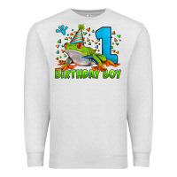 Oatmeal Heather birthday boy frog age 1 Premium Sweatshirt - LillyAllenDesigns