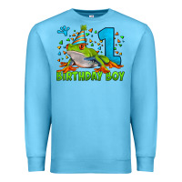 Ocean Blue birthday boy frog age 1 Premium Sweatshirt - LillyAllenDesigns