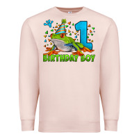 Pale Pink birthday boy frog age 1 Premium Sweatshirt - LillyAllenDesigns