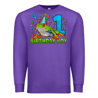 Purple birthday boy frog age 1 Premium Sweatshirt - LillyAllenDesigns