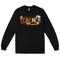Black Fall Teacher Long Sleeve Tee - NancyCooperArtShop