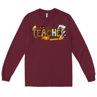 Burgundy Fall Teacher Long Sleeve Tee - NancyCooperArtShop