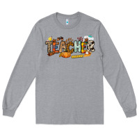 Heather Grey Fall Teacher Long Sleeve Tee - NancyCooperArtShop