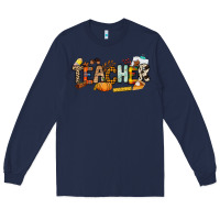 Navy Fall Teacher Long Sleeve Tee - NancyCooperArtShop