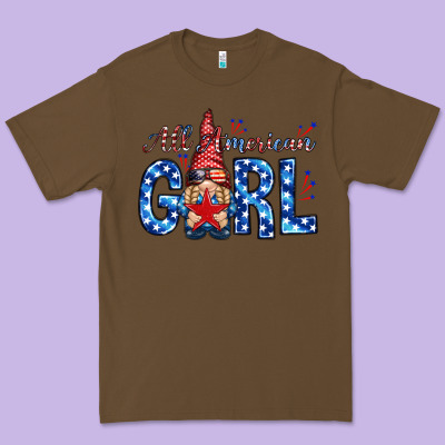 All American Girl With Gnome Premium Tee Designed By Nancycooperartshop