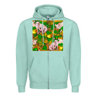 Seafoam St. Patrick's Day Pig And Candy Pot Of Gold Zipper Hoodie - FaDigitalArtStudio