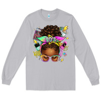 Moon Dust 80's babe afro messy bun Long Sleeve Tee - texasbilliewilder