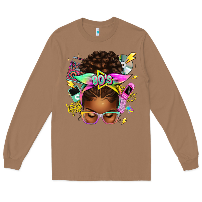 80's Babe Afro Messy Bun Long Sleeve Tee by texasbilliewilder | Teevron