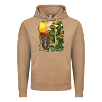 Vintage Coffee western boots with cactus and desert Vintage Hoodie - RanaPortraitStore