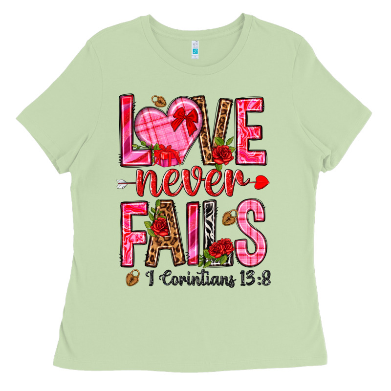 Love Never Fails I Corintians 13 8 Ladies Tee by NancyCooperArtShop | Teevron