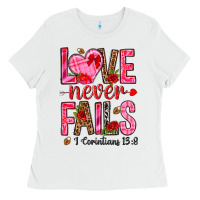 White love never fails i corintians 13 8 Ladies Tee - NancyCooperArtShop