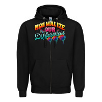 Black Normalize our differences Autism Zipper Hoodie - FaDigitalArtStudio
