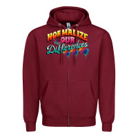 Burgundy Normalize our differences Autism Zipper Hoodie - FaDigitalArtStudio
