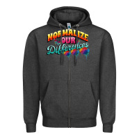 Charcoal Heather Normalize our differences Autism Zipper Hoodie - FaDigitalArtStudio