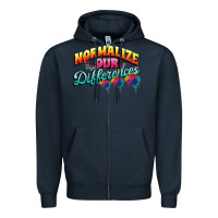 Navy Normalize our differences Autism Zipper Hoodie - FaDigitalArtStudio