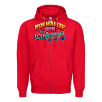 Red Normalize our differences Autism Zipper Hoodie - FaDigitalArtStudio