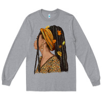 Heather Grey Fall afro woman Long Sleeve Tee - NancyCooperArtShop