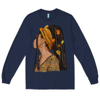 Navy Fall afro woman Long Sleeve Tee - NancyCooperArtShop