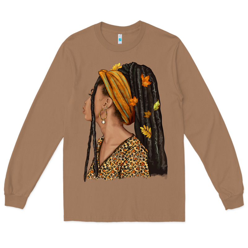 Fall Afro Woman Long Sleeve Tee by NancyCooperArtShop | Teevron