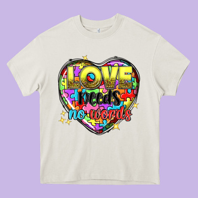 Love Needs No Words Heavy Core Tee Designed By Nancycooperartshop