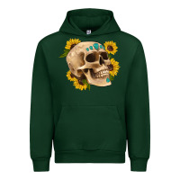 Forest Green skull flowers and gemstone Urban Hoodie - Artiststas