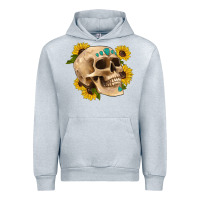 Heather Grey skull flowers and gemstone Urban Hoodie - Artiststas