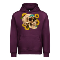 Mauve Wine skull flowers and gemstone Urban Hoodie - Artiststas